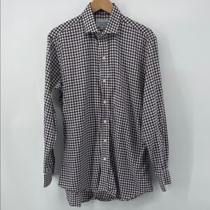 Ledbury Plaid Dress Shirt in Blue and Brown 16” Neck G6